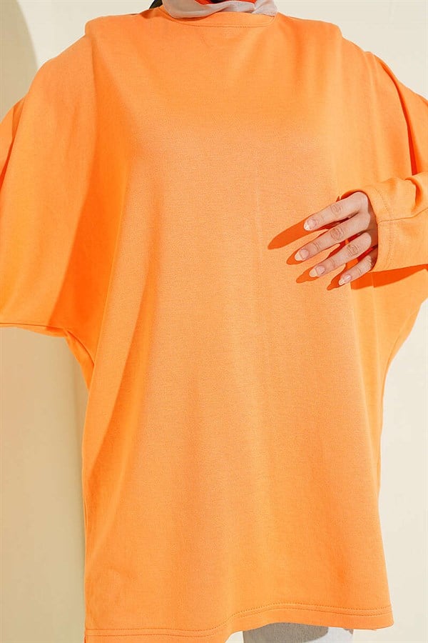 Batwing Sleeve Basic Loisha Tunic Orange