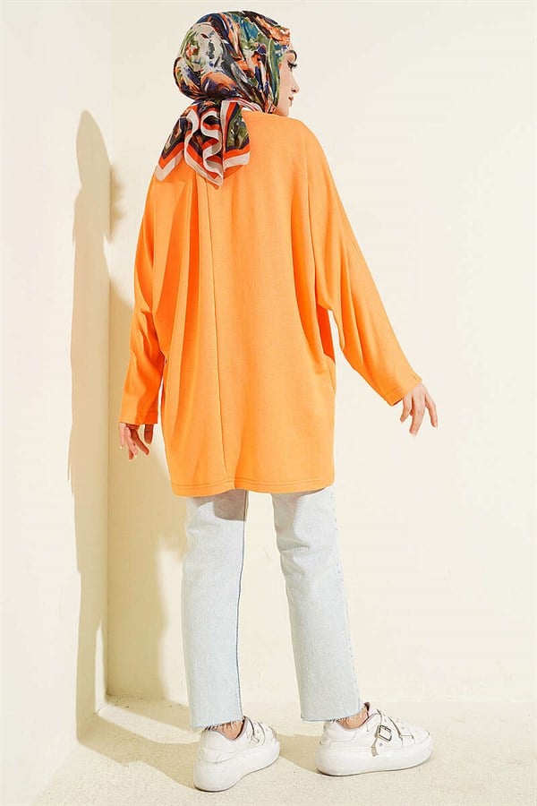 Batwing Sleeve Basic Loisha Tunic Orange