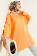 Batwing Sleeve Basic Loisha Tunic Orange