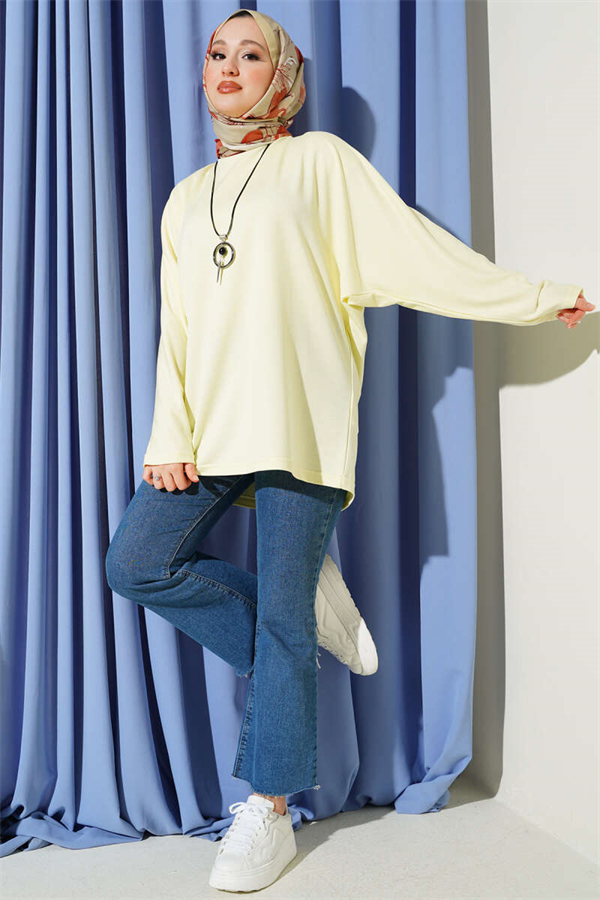 Batwing Sleeve Basic Loisha Tunic Yellow