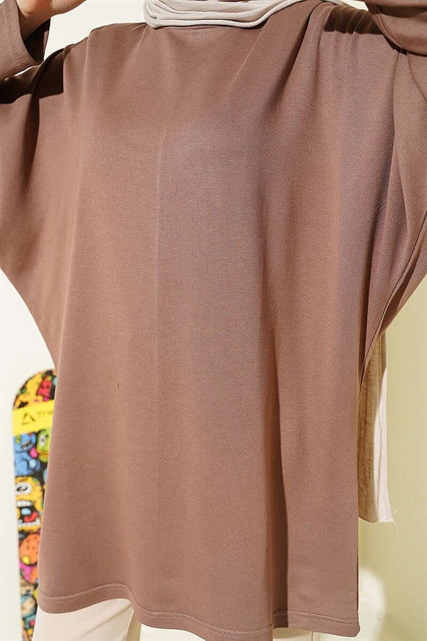 Batwing Sleeve Basic Loisha Tunic Mink