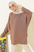 Batwing Sleeve Basic Loisha Tunic Mink