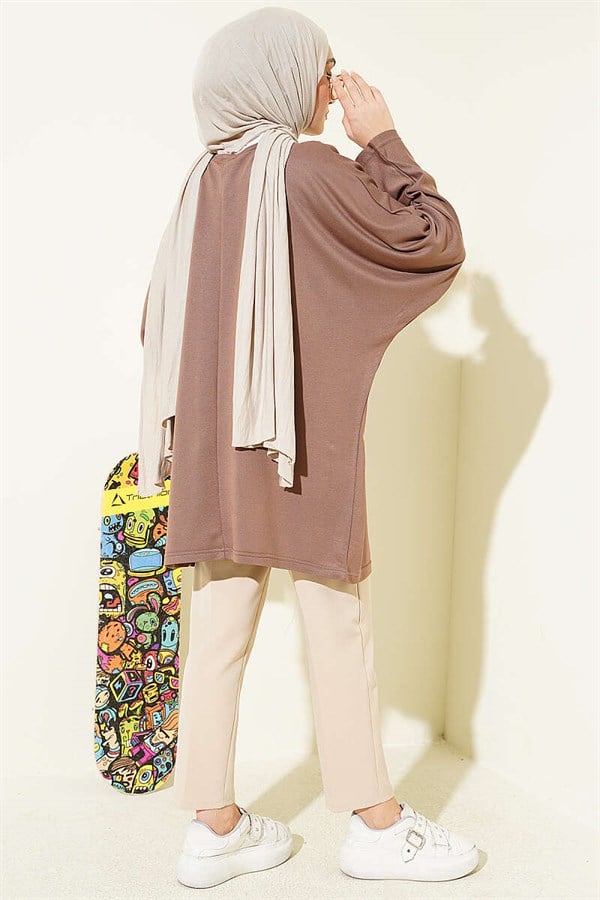 Batwing Sleeve Basic Loisha Tunic Mink