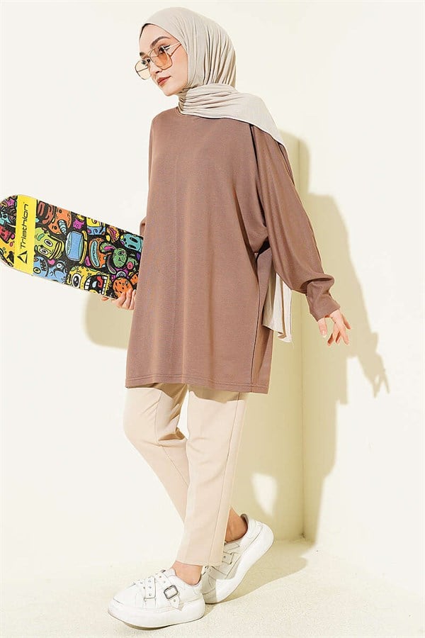 Batwing Sleeve Basic Loisha Tunic Mink