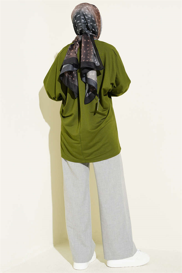 Batwing Sleeve Basic Loisha Tunic Green
