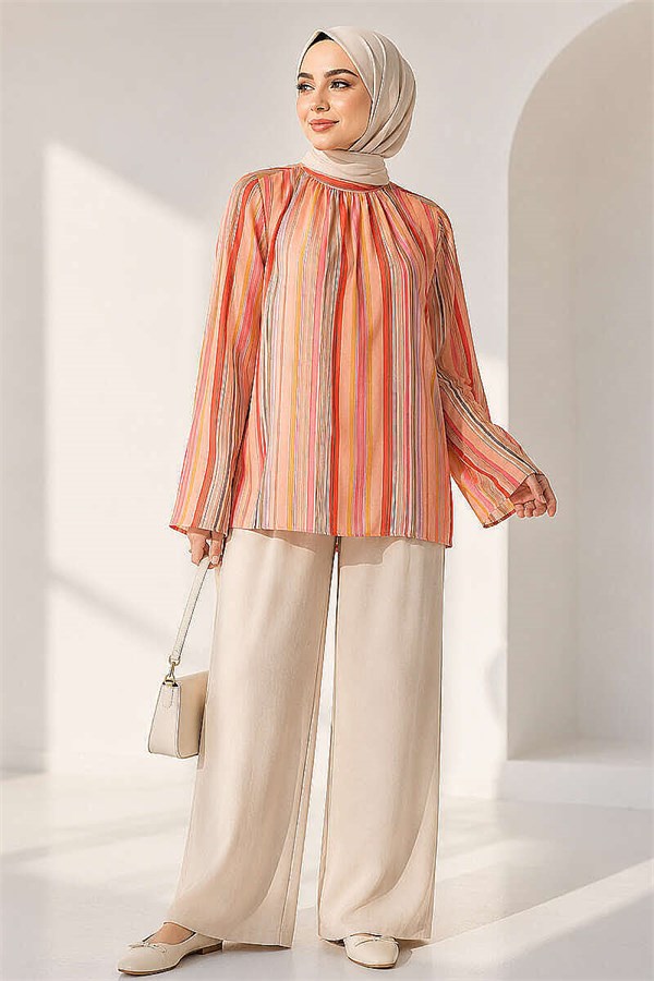 Batwing Sleeve Embroidered Blouse Powder Pink