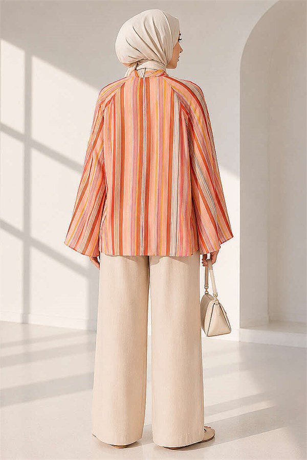 Batwing Sleeve Embroidered Blouse Powder Pink