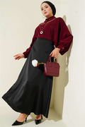 Oversize Shirt with Batwing Sleeve Necklace, Burgundy