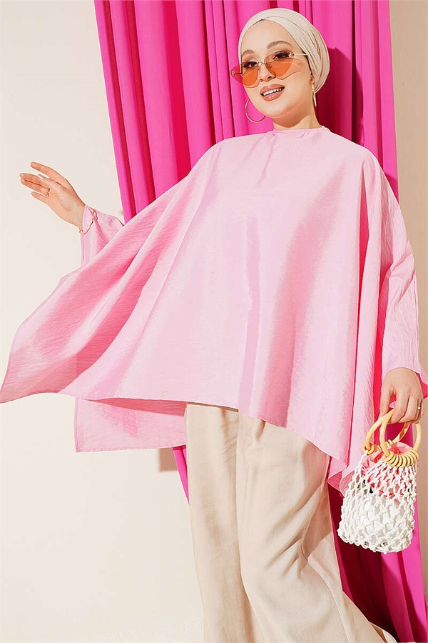 Batwing Sleeve Oversize Blouse Pink