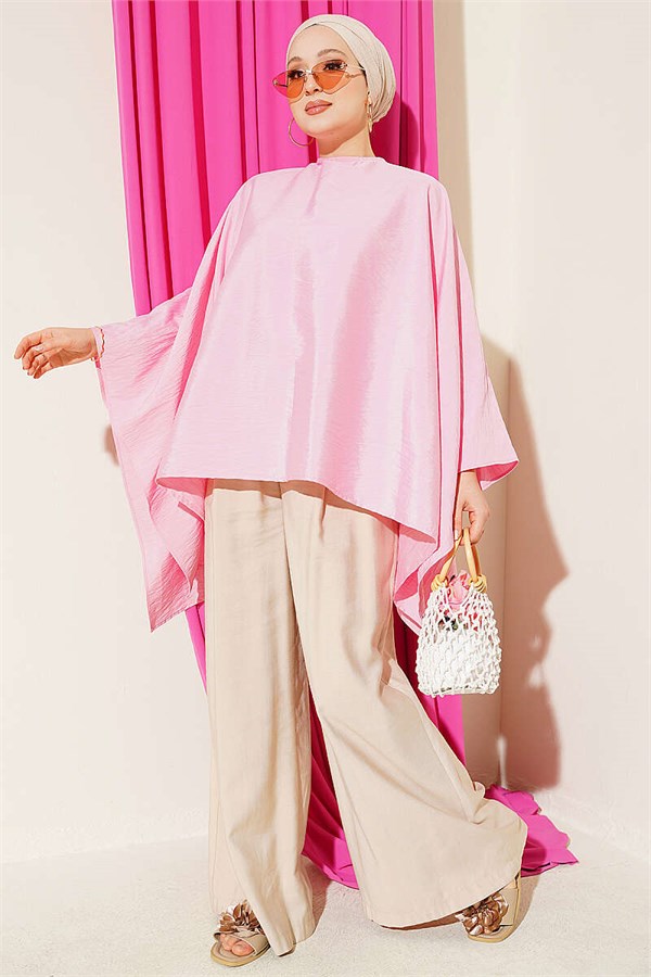 Batwing Sleeve Oversize Blouse Pink