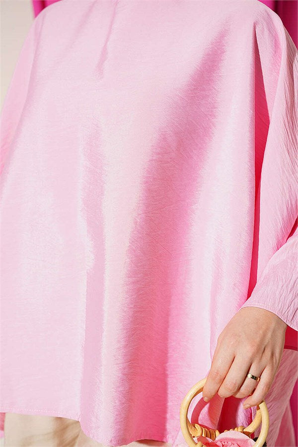 Batwing Sleeve Oversize Blouse Pink