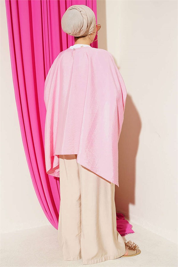Batwing Sleeve Oversize Blouse Pink