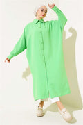 Batwing Sleeve Oversize Long Shirt Green