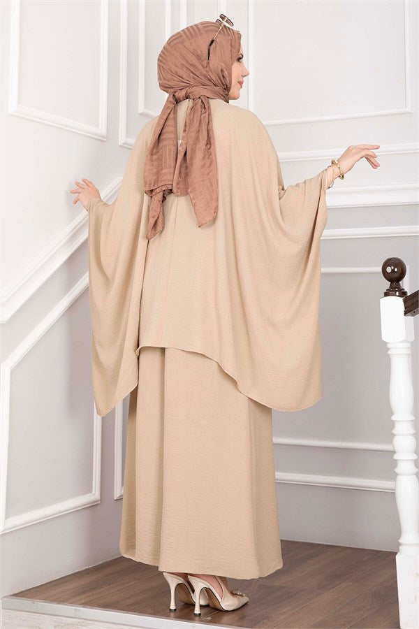 Batwing Sleeve Loose-Fitting Pants 2 Piece Set in Camel