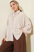 Bat Sleeve Oversize Shirt Beige