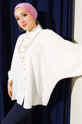 Batwing Sleeve Oversize Shirt, Ecru