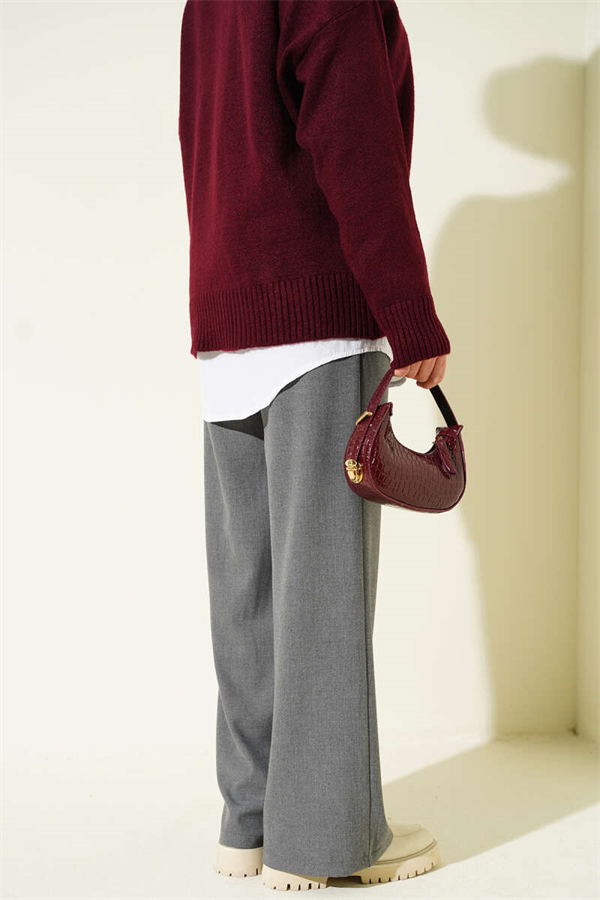 Half-Waist Elasticated Palazzo Trousers, Smoke Grey