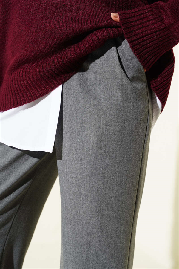 Half-Waist Elasticated Palazzo Trousers, Smoke Grey