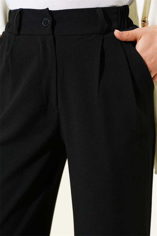 Black Palazzo Pants with Half Waist Elastic