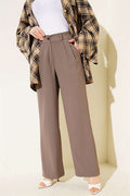 Half-Waist Elasticated Palazzo Trousers, Mink