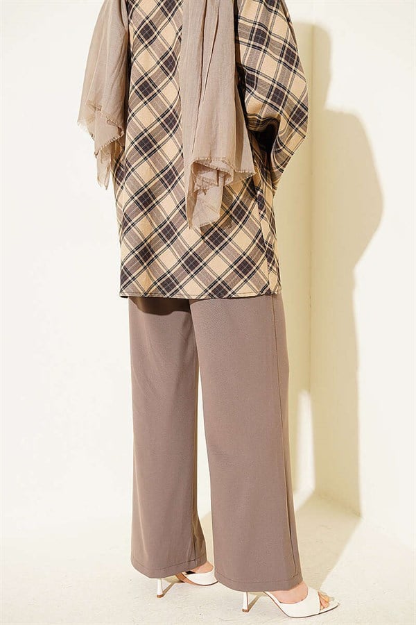 Half-Waist Elasticated Palazzo Trousers, Mink