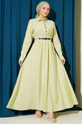 Half-Brit Button-Down Belt Detail Dress in Sage Green