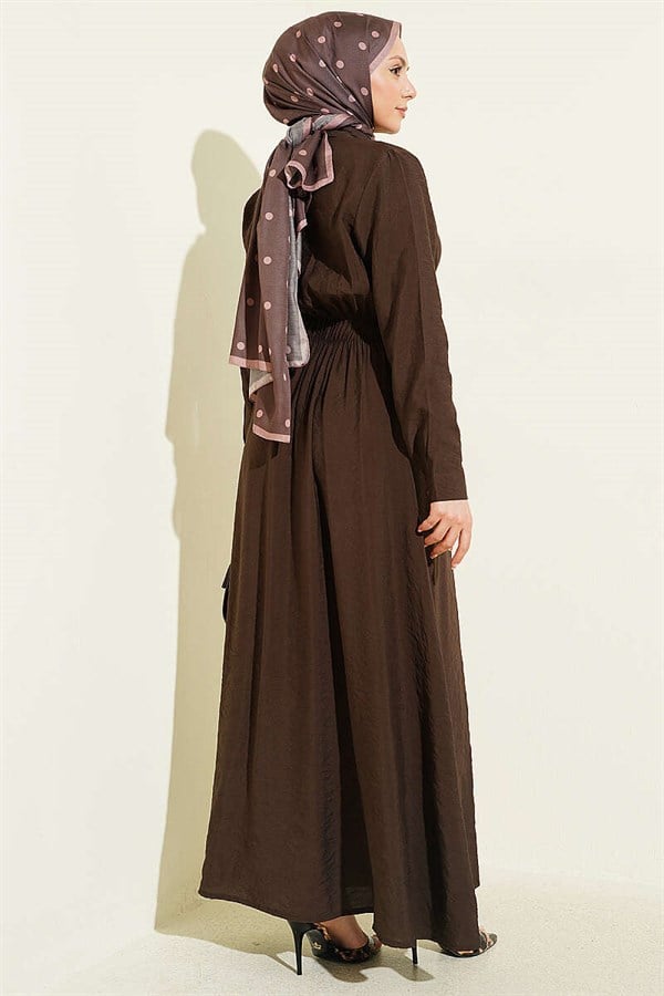 Half-Brit Button-Down Belt Detail Dress, Brown