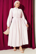Half-Brit Buttoned Ribbed Dress Pink