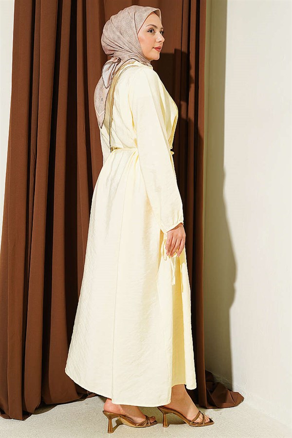 Half-Brit Buttoned Ribbed Dress Yellow