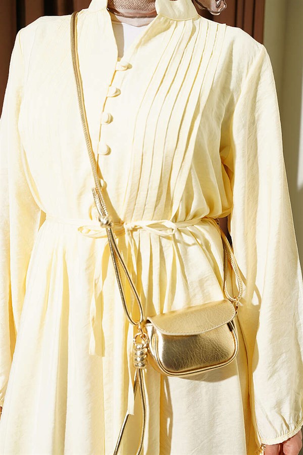 Half-Brit Buttoned Ribbed Dress Yellow