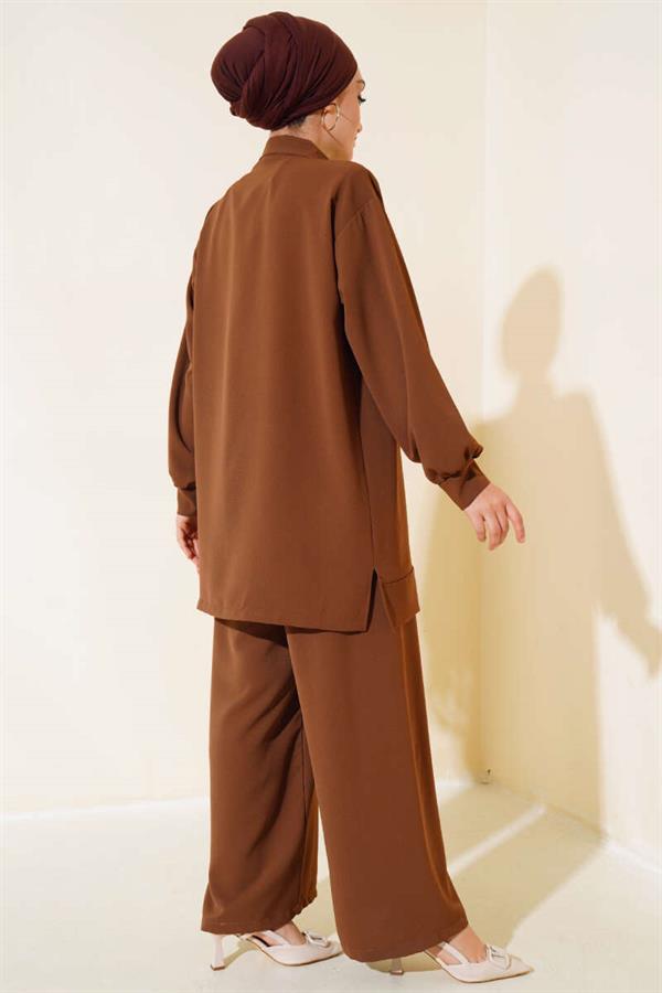 Half Snap 2 Piece Set Brown