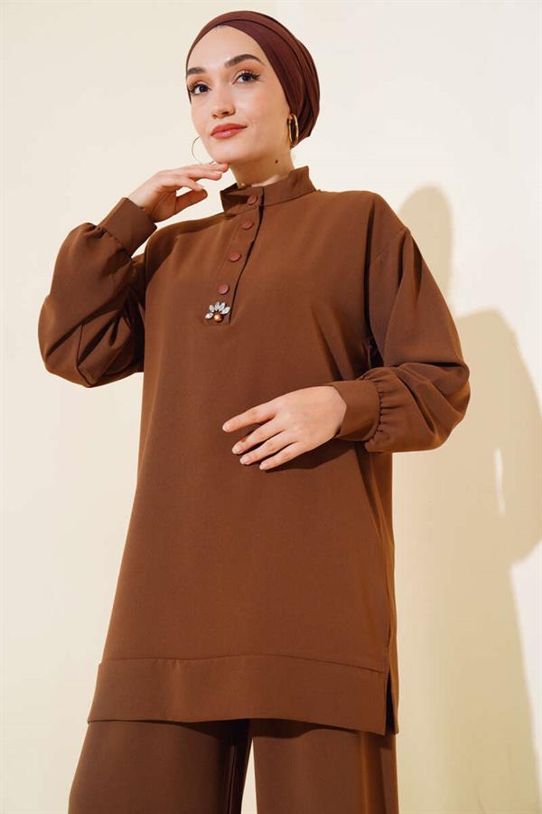Half Snap 2 Piece Set Brown