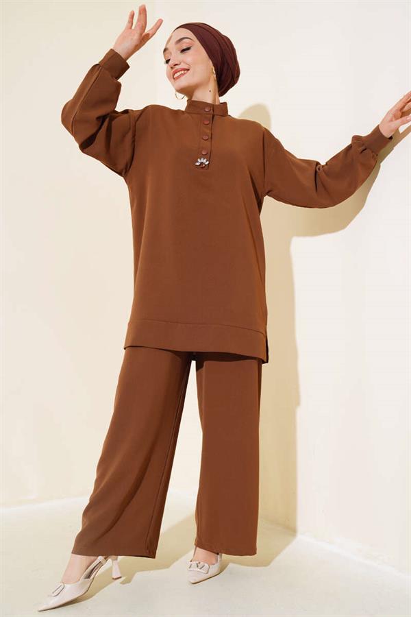Half Snap 2 Piece Set Brown