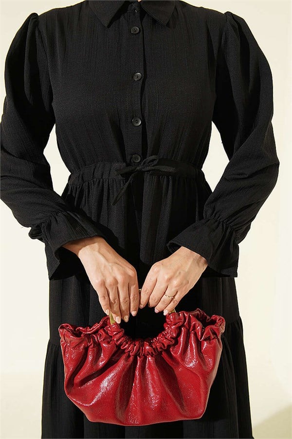 Half-Button Waist Tunnel Dress Black