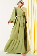Half Buttoned Waist Tunnel Dress Khaki