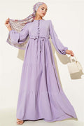 Half Buttoned Waist Tunnel Dress Lilac