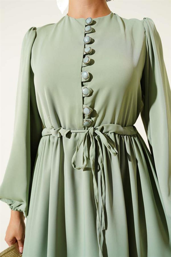 Half Buttoned Waist Tunnel Dress Mint