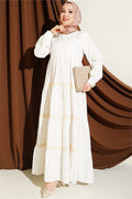 Half-Button Lace Layered Dress White