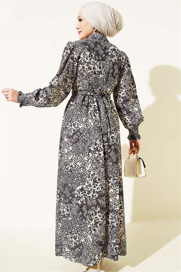 Half-Buttoned Gipel Dress Black