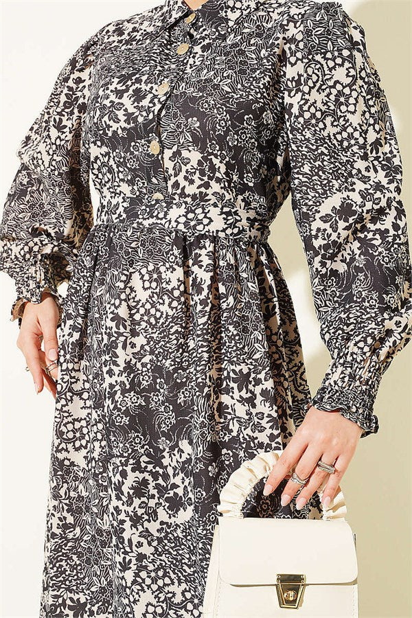 Half-Buttoned Gipel Dress Black