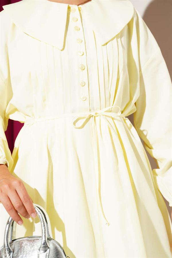Half Buttoned Ribbed Tunic Lime