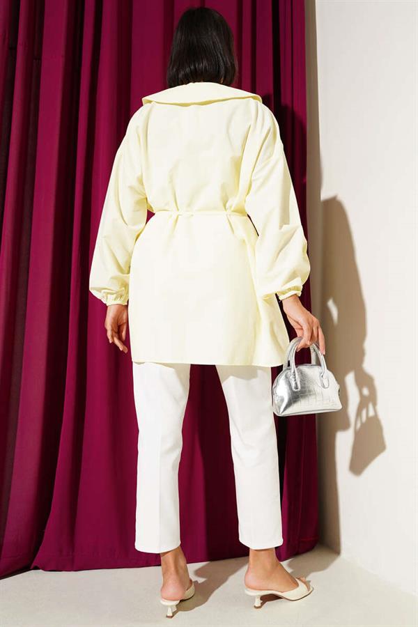 Half Buttoned Ribbed Tunic Lime
