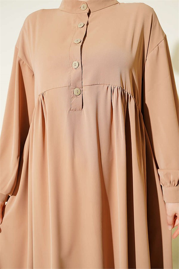 Half-Button Oversize Dress Latte