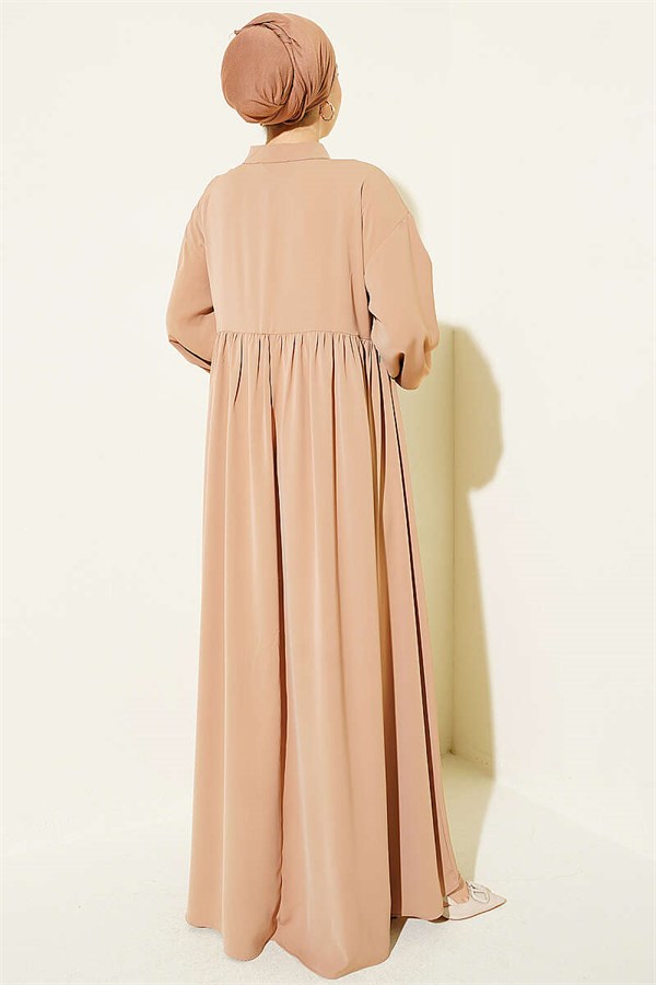 Half-Button Oversize Dress Latte