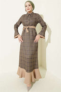 Half-Button Ruffle Detail Dress Green