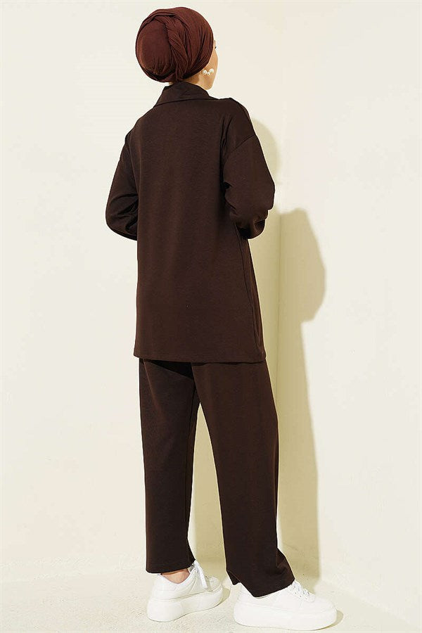 Half-Zip Loysha 2 Piece Set Tunic, Coffee