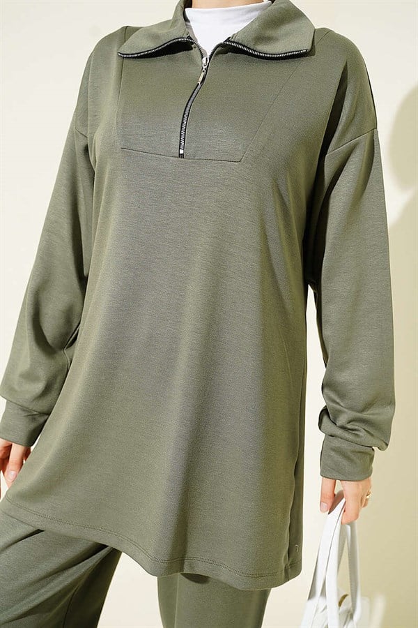 Half-Zip Loysha 2 Piece Set Tunic, Light Green
