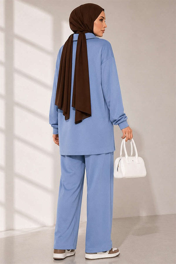 Half-Zip Loysa Tunic 2 Piece Set, Baby Blue