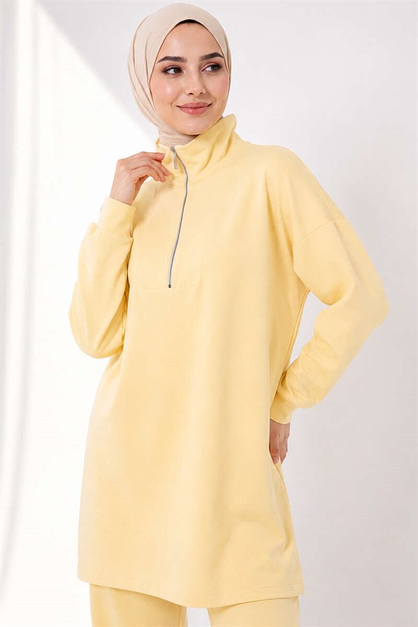 Half-Zip Loisha Tunic 2 Piece Set, Yellow