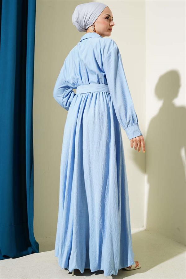 Half Zippered Mevlana Dress Blue